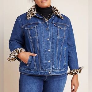 Levi’s Denim Leopard Faux Fur Jacket